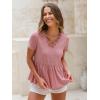 imageEXLURA Womens Summer Short Sleeve Peplum Babydoll Tops Cute V Neck T Shirts Beach Vacation Cruise Outfits Casual Tunics 2025Pink