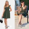 imageEXLURA Womens Summer Square Neck Sleeveless Casual Boho Ruffle Dress 2025 Backless Beach Teen Sundresses with PocketsDark Green