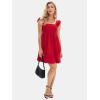 imageEXLURA Womens Summer Square Neck Sleeveless Casual Boho Ruffle Dress 2025 Backless Beach Teen Sundresses with PocketsDark Red