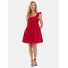 imageEXLURA Womens Summer Square Neck Sleeveless Casual Boho Ruffle Dress 2025 Backless Beach Teen Sundresses with PocketsDark Red
