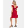 imageEXLURA Womens Summer Square Neck Sleeveless Casual Boho Ruffle Dress 2025 Backless Beach Teen Sundresses with PocketsDark Red