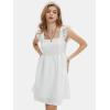 imageEXLURA Womens Summer Square Neck Sleeveless Casual Boho Ruffle Dress 2025 Backless Beach Teen Sundresses with PocketsWhite