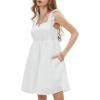 imageEXLURA Womens Summer Square Neck Sleeveless Casual Boho Ruffle Dress 2025 Backless Beach Teen Sundresses with PocketsWhite