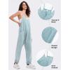 imageEXLURA Womens Casual Summer Jumpsuits 2025 Romper Bib Outfits Beach Vacation Denim Trendy Fashion Overalls with PocketsLight Blue