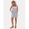 imageEXLURA Womens Summer Casual Sleeveless Romper Dress Loose Cotton Striped Shorts Overalls Jumpsuit Vacation Beach Outfits 2025Grey