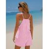 imageEXLURA Womens Summer Casual Sleeveless Romper Dress Loose Cotton Striped Shorts Overalls Jumpsuit Vacation Beach Outfits 2025Pink