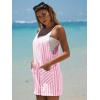 imageEXLURA Womens Summer Casual Sleeveless Romper Dress Loose Cotton Striped Shorts Overalls Jumpsuit Vacation Beach Outfits 2025Pink