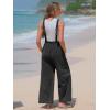 imageEXLURA Women Summer Overalls Denim Loose Fit Wide Leg Bib Jumpsuits Casual Adjustable Baggy Jeans Romper with Pockets 2025Black