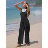 imageEXLURA Women Summer Overalls Denim Loose Fit Wide Leg Bib Jumpsuits Casual Adjustable Baggy Jeans Romper with Pockets 2025Black