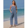 imageEXLURA Women Summer Overalls Denim Loose Fit Wide Leg Bib Jumpsuits Casual Adjustable Baggy Jeans Romper with Pockets 2025Blue