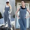 imageEXLURA Women Summer Overalls Denim Loose Fit Wide Leg Bib Jumpsuits Casual Adjustable Baggy Jeans Romper with Pockets 2025Blue