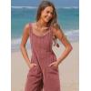 imageEXLURA Women Summer Overalls Denim Loose Fit Wide Leg Bib Jumpsuits Casual Adjustable Baggy Jeans Romper with Pockets 2025Date Red