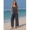 imageEXLURA Women Summer Overalls Denim Loose Fit Wide Leg Bib Jumpsuits Casual Adjustable Baggy Jeans Romper with Pockets 2025Grey