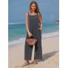 imageEXLURA Women Summer Overalls Denim Loose Fit Wide Leg Bib Jumpsuits Casual Adjustable Baggy Jeans Romper with Pockets 2025Grey