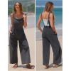 imageEXLURA Women Summer Overalls Denim Loose Fit Wide Leg Bib Jumpsuits Casual Adjustable Baggy Jeans Romper with Pockets 2025Grey