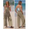 imageEXLURA Women Summer Overalls Denim Loose Fit Wide Leg Bib Jumpsuits Casual Adjustable Baggy Jeans Romper with Pockets 2025Khaki