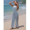 imageEXLURA Women Summer Overalls Denim Loose Fit Wide Leg Bib Jumpsuits Casual Adjustable Baggy Jeans Romper with Pockets 2025Light Blue
