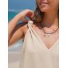 imageEXLURA Womens Summer Tank Tops Casual V Neck Knotted Sleeveless Cami Blouses Fashion Cute Shirts Beach Vacation 2025Apricot
