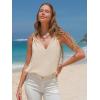 imageEXLURA Womens Summer Tank Tops Casual V Neck Knotted Sleeveless Cami Blouses Fashion Cute Shirts Beach Vacation 2025Apricot