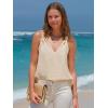 imageEXLURA Womens Summer Tank Tops Casual V Neck Knotted Sleeveless Cami Blouses Fashion Cute Shirts Beach Vacation 2025Apricot