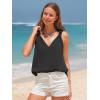 imageEXLURA Womens Summer Tank Tops Casual V Neck Knotted Sleeveless Cami Blouses Fashion Cute Shirts Beach Vacation 2025Black