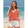 imageEXLURA Womens Summer Tank Tops Casual V Neck Knotted Sleeveless Cami Blouses Fashion Cute Shirts Beach Vacation 2025Caramel
