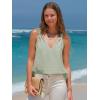 imageEXLURA Womens Summer Tank Tops Casual V Neck Knotted Sleeveless Cami Blouses Fashion Cute Shirts Beach Vacation 2025Gray Green