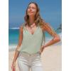 imageEXLURA Womens Summer Tank Tops Casual V Neck Knotted Sleeveless Cami Blouses Fashion Cute Shirts Beach Vacation 2025Gray Green