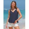imageEXLURA Womens Summer Tank Tops Casual V Neck Knotted Sleeveless Cami Blouses Fashion Cute Shirts Beach Vacation 2025Navy Blue