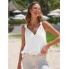 imageEXLURA Womens Summer Tank Tops Casual V Neck Knotted Sleeveless Cami Blouses Fashion Cute Shirts Beach Vacation 2025White