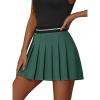 imageEXLURA Womens Mini Pleated Skirts High Waist Stretchy School Girl Outfit A Line Golf Tennis Skirt Skort Lining Shorts 2024Dark Green
