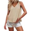 imageEXLURA Womens Summer Tank Tops Casual V Neck Knotted Sleeveless Cami Blouses Fashion Cute Shirts Beach Vacation 2025Apricot