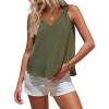 imageEXLURA Womens Summer Tank Tops Casual V Neck Knotted Sleeveless Cami Blouses Fashion Cute Shirts Beach Vacation 2025Army Green