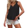 imageEXLURA Womens Summer Tank Tops Casual V Neck Knotted Sleeveless Cami Blouses Fashion Cute Shirts Beach Vacation 2025Black
