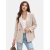 imageEXLURA Womens Business Casual Blazers Lightweight Long Sleeve Knit Lapel Loose Fit Work Office Suit Jackets with Pocket 2025Apricot
