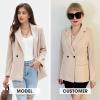 imageEXLURA Womens Business Casual Blazers Lightweight Long Sleeve Knit Lapel Loose Fit Work Office Suit Jackets with Pocket 2025Apricot