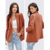 imageEXLURA Womens Business Casual Blazers Lightweight Long Sleeve Knit Lapel Loose Fit Work Office Suit Jackets with Pocket 2025Brown