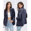imageEXLURA Womens Business Casual Blazers Lightweight Long Sleeve Knit Lapel Loose Fit Work Office Suit Jackets with Pocket 2025Dark Blue