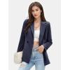 imageEXLURA Womens Business Casual Blazers Lightweight Long Sleeve Knit Lapel Loose Fit Work Office Suit Jackets with Pocket 2025Dark Blue