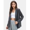 imageEXLURA Womens Business Casual Blazers Lightweight Long Sleeve Knit Lapel Loose Fit Work Office Suit Jackets with Pocket 2025Dark Grey
