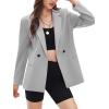 imageEXLURA Womens Business Casual Blazers Lightweight Long Sleeve Knit Lapel Loose Fit Work Office Suit Jackets with Pocket 2025Light Grey