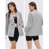 imageEXLURA Womens Business Casual Blazers Lightweight Long Sleeve Knit Lapel Loose Fit Work Office Suit Jackets with Pocket 2025Light Grey