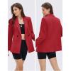 imageEXLURA Womens Business Casual Blazers Lightweight Long Sleeve Knit Lapel Loose Fit Work Office Suit Jackets with Pocket 2025Red