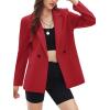 imageEXLURA Womens Business Casual Blazers Lightweight Long Sleeve Knit Lapel Loose Fit Work Office Suit Jackets with Pocket 2025Red
