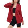 imageEXLURA Womens Business Casual Blazers Lightweight Long Sleeve Knit Lapel Loose Fit Work Office Suit Jackets with Pocket 2025Red