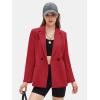 imageEXLURA Womens Business Casual Blazers Lightweight Long Sleeve Knit Lapel Loose Fit Work Office Suit Jackets with Pocket 2025Red