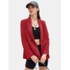 imageEXLURA Womens Business Casual Blazers Lightweight Long Sleeve Knit Lapel Loose Fit Work Office Suit Jackets with Pocket 2025Red