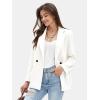 imageEXLURA Womens Business Casual Blazers Lightweight Long Sleeve Knit Lapel Loose Fit Work Office Suit Jackets with Pocket 2025White