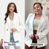 imageEXLURA Womens Business Casual Blazers Lightweight Long Sleeve Knit Lapel Loose Fit Work Office Suit Jackets with Pocket 2025White