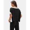 imageEXLURA Womens Summer 2 Piece Outfits Color Block Short Sleeve Tops Tracksuit Wide Leg Pants Matching Set Lounge Sets 2025Black
